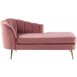 Beliani - Chaise Longue Sinistra in Velluto Rosa e Gambe Dorate Allier