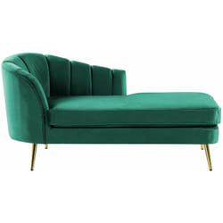 Beliani - Chaise Longue Sinistra in Velluto Verde Smeraldo e Gambe Dorate Allier