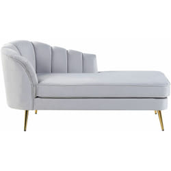 Beliani - Chaise Longue Sinistra in Velluto Grigio Chiaro e Gambe Dorate Allier