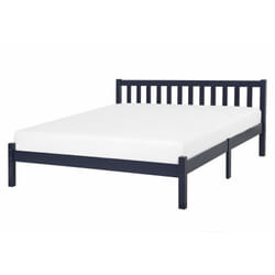 Letto in Legno Blu Navy con Rete a Doghe Testiera 140 x 200 cm Florac
