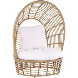 Sedia da esterno in rattan naturale con soffice cuscino. Rendi più elegante il tuo esterno con questa sedia dal design elegan ...