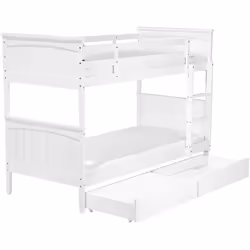 Pratico letto a castello in legno in colore bianco. Questo letto a castello è l'ideale per le stanze più piccole. Realizzato  ...