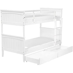 Letto A Castello 90 x 200 cm in Legno Bianco con Cassettiera Albon