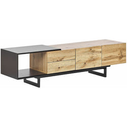 Beliani - Mobile tv Moderno con 2 Cassetti e 2 Ripiani Nero e Legno Chiaro Fiora