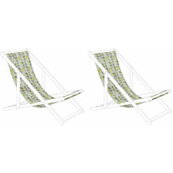 Set di 2 Teli Sostitutivi Motivo Geometrico Giallo Grigio per Sdraio Anzio / Avellino