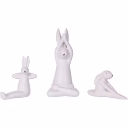 3 statuette di conigli pasquali. Questo set di tre statue a forma di coniglietti è un perfetto elemento decorativo per qualsi ...