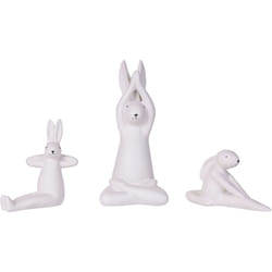 Set di 3 Statuette Decorative a Forma di Conigli Pasquali Bianco Brest