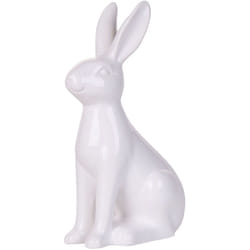 Statuetta Decorativa a Forma di Coniglietto 26 cm Ceramica Bianca Ruca