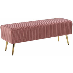 Panchina in Velluto Rosa Gambe in Metallo Dorate 118 cm Glamour Paterson