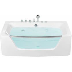 Vasca da Bagno Idromassaggio in Acrilico Bianco e Pannello in Vetro 170 cm Barranca