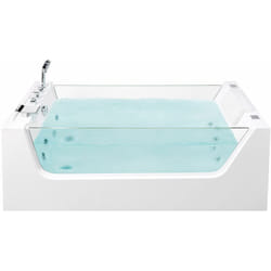 Vasca da Bagno Idromassaggio in Acrilico Bianco e Pannello in Vetro 170 cm Oyon
