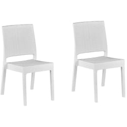 Set di 2 Sedie da Giardino Impilabili in Rattan Bianco Fossano