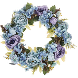 Beliani - Ghirlanda Decorativa Artificiale con Fiori ø 50 cm Blu Galdar