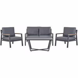 Set Salottino da Giardino in Alluminio Grigio e Nero. Prepara la tua area esterna per l'estate con questo set da giardino mod ...