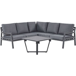 Set Salotto Angolare da Giardino 5 Posti in Alluminio Grigio e Nero Vizzini