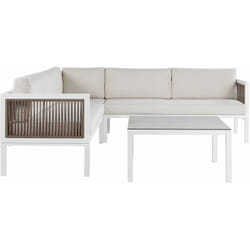 Set Lounge da Giardino a 4 Posti Modulari bianco e Marrone sinistro Borello