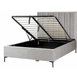 Letto Matrimoniale con Contenitore in Velluto 140 x 200 cm Grigio Sezanne
