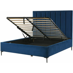 Letto Matrimoniale con Contenitore in Velluto 140 x 200 cm Blu Sezanne