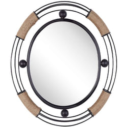 Beliani - Specchio Ovale con Cornice in Legno e Metallo Nero 55 x 50 cm Moulins
