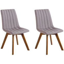 Set di 2 Sedie da Pranzo Gambe in Legno e Tessuto Grigio Talpa Calgary
