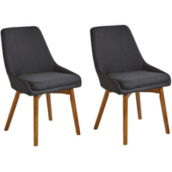 Set di 2 Sedie da Pranzo Gambe in Legno e Tessuto Nero Melfort