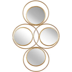 Decorazione da Parete Moderna a 4 Specchi 50 x 80 cm in Metallo Dorato Lescar