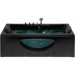 Vasca Idromassaggio Nera Poggiatesta Ecopelle Vetro e led 170 x 85 cm Hawes