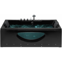 Vasca Idromassaggio Nero Poggiatesta Ecopelle Vetro e led 180 x 85 cm Hawes