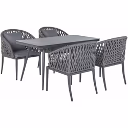 Elegante set da pranzo per 4 persone da esterno. Rinnova il giardino con questo set da pranzo dal design moderno. Realizzato ...