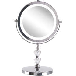 Specchio per make-up con illuminazione LED metallo argentato ø 20 cm doppio lato Laon