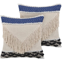 Beliani - Set di 2 cuscini decorativi con Federa Rimovibile e Frange 45 x 45 cm beige Sofca