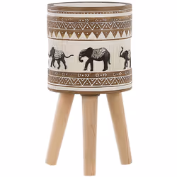 Vaso per fiori rialzato con motivo africano. Questo vaso di fiori di chiara ispirazione boho, interamente realizzato a mano c ...