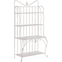 Scaffale da Giardino con 4 Ripiani in Metallo Beige Vintage Retro Pavona