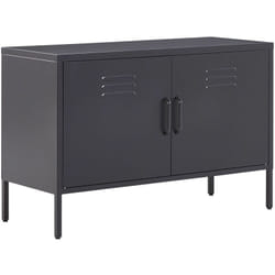 Moderna Credenza in Accaio Inossidabile da Ufficio con 2 Ante Nero Uria ii