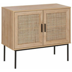 Credenza Moderna a 2 Cassetti con Fronte in Vimini 72 x 80 cm legno Chiaro Pasco