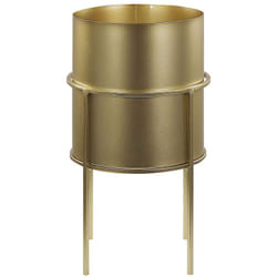 Beliani - Vaso per Fiori Moderno con Piedistallo 15 x 15 x 28 cm in Metallo Oro Milea