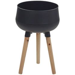 Vaso per Fiori Moderno con Gambe in Legno 30 x 30 x 47 cm Metallo Nero Agros