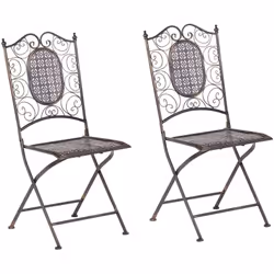 Set di 2 sedie pieghevoli da esterno. Porta un tocco di romanticismo in balcone o in terrazzo, con questo set di 2 sedie di i ...