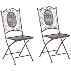 Set di 2 Sedie da Giardino Bistro Pieghevoli in Metallo Nero Bormio