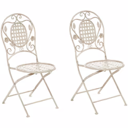 Set di 2 sedie pieghevoli da esterno. Porta lo stile provenzale in balcone o in giardino con questo elegante set di sedie. Re ...