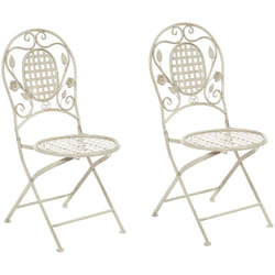 Set di 2 Sedie da Giardino Bistro Pieghevoli in Metallo Bianco Sporco Bivio