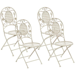Set di 4 Sedie da Giardino Bistro Pieghevoli in Metallo Bianco Sporco Bivio