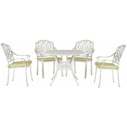 Set Bistro da Giardino a 4 Posti in Alluminio Bianco sporco con Cuscini Ancona