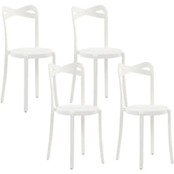 Moderno Set di 4 Sedie da Giardino in Plastica Bianco Camogli
