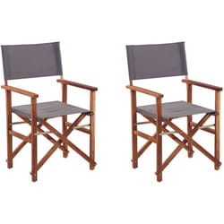 Set di 2 Sedie da Regista in Legno Scuro di Acacia e Grigio Pieghevoli Cine