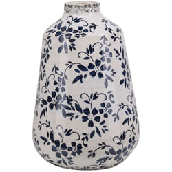 Beliani - Vaso per fiori in gres porcellanato bianco e blu effetto invecchiato vaso per interni 25 cm Maroneia