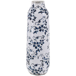 Beliani - Vaso per fiori decorativo in gres porcellanato bianca con motivo floreale 30 cm Mulai