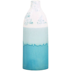 Beliani - Vaso per fiori decorativo forma di bottiglia impermeabile 35 cm blu e bianco Callipolis