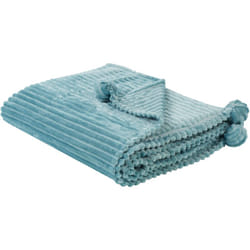 Beliani - Morbido Plaid con Finitura a Coste e Bordi con Pompon 150 x 200 cm Verde Kaweri