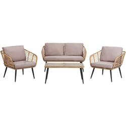 Set da Giardino Polyrattan Divano Sedie con Cuscini Grigio e Tavolino Corinth ii